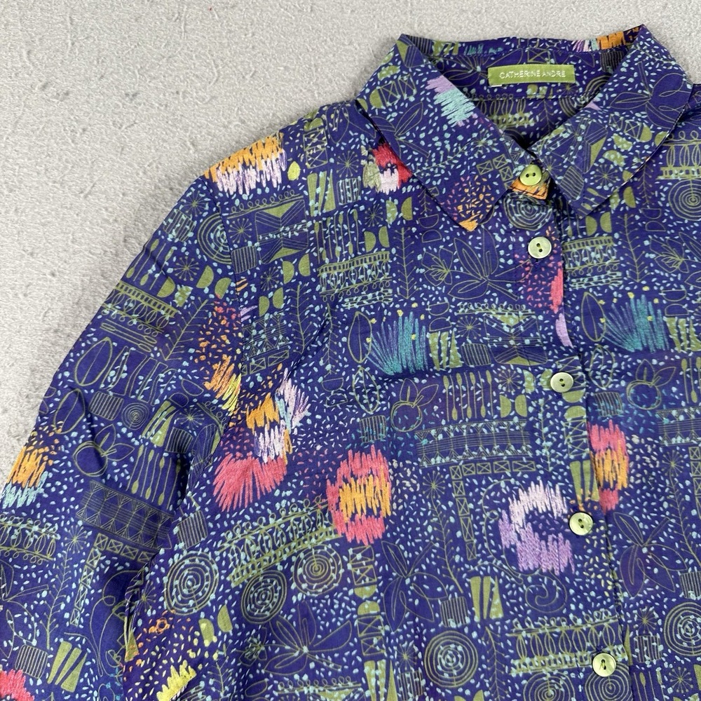Catherine Andre Button Up Shirt 38 Purple‎ Art To Wear Lightweight Palette - Picture 6 of 16